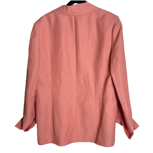 Dana‎ Buchman Womens Size 14 Peach Open Blazer Jacket Linen Blend Career Preppy - Picture 2 of 7